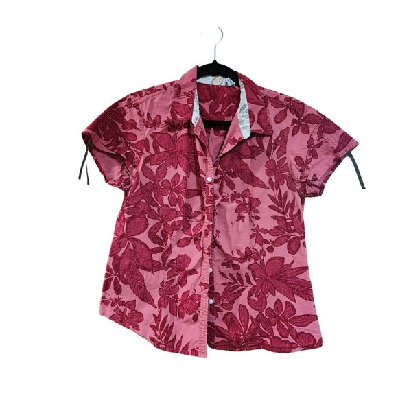 Izod Womens Red Floral Button-Up Shirt Size L - Picture 1 of 3